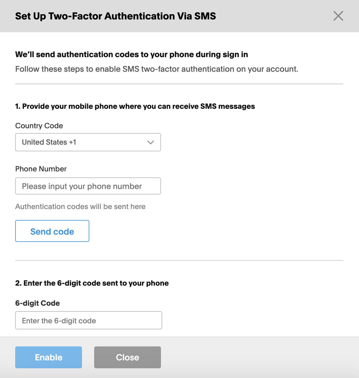 Setting up Two-Factor Authentication (2FA)